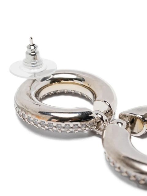 Self-Portrait double-circle embellished earrings - Silver