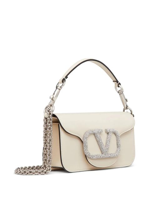 Valentino Garavani small Locò crystal-embellished shoulder bag - Neutrals