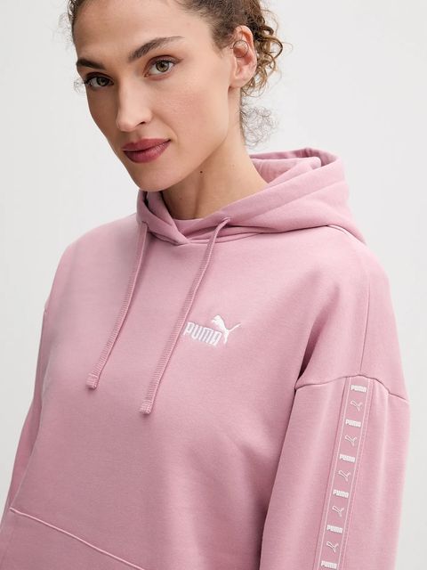 Puma bluza damska kolor różowy z kapturem gładka 688096
