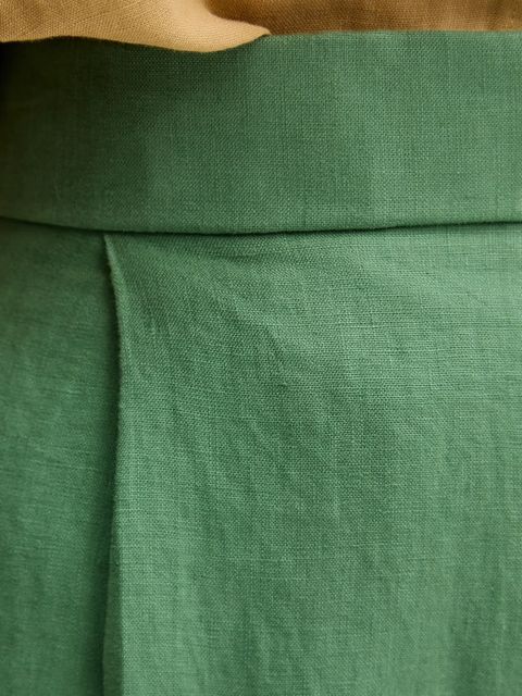 United Colors of Benetton spodnie lniane damskie kolor zielony szerokie high waist 4AGHDF08L