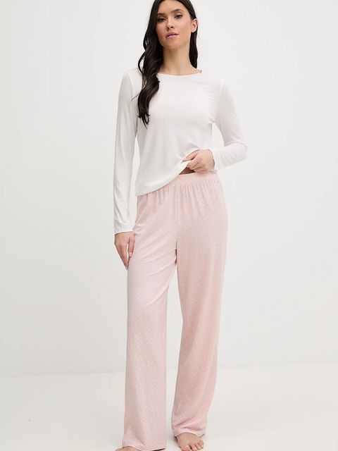 United Colors of Benetton longsleeve piżamowy z domieszką lnu - zdjęcie produktu nr 2