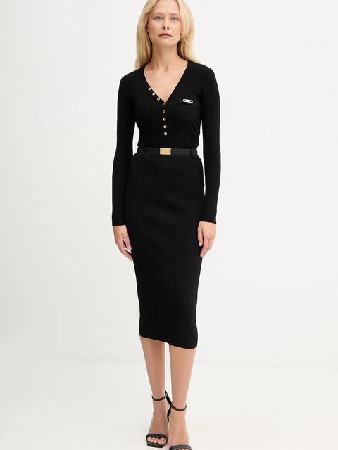 Elisabetta Franchi sweter z dodatkiem jedwabiu damski kolor czarny MK12B56E2