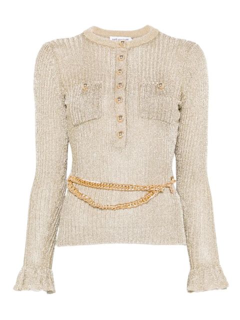 Self-Portrait ribbed-knit lurex jumper - Neutrals - zdjęcie produktu nr 1