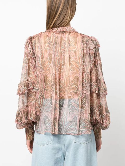ETRO ruffled paisley-print silk blouse - Pink