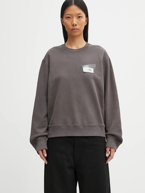 MM6 Maison Margiela bluza bawełniana damska kolor szary z aplikacją S62GU0143.M25024.810