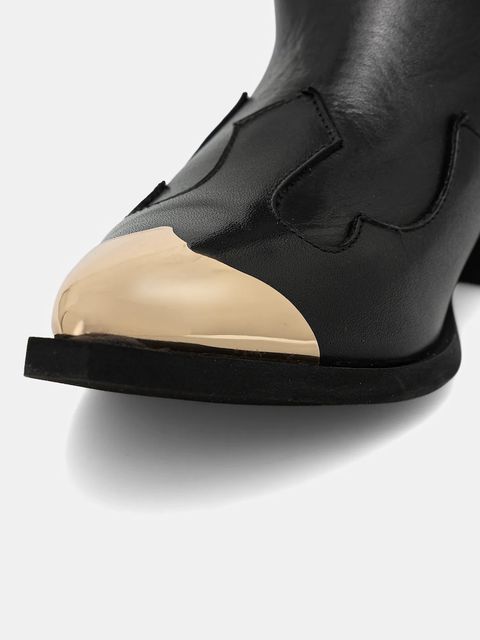 Just Cavalli kowbojki skórzane damskie kolor czarny na płaskim obcasie 79RA3S59ZPB20899