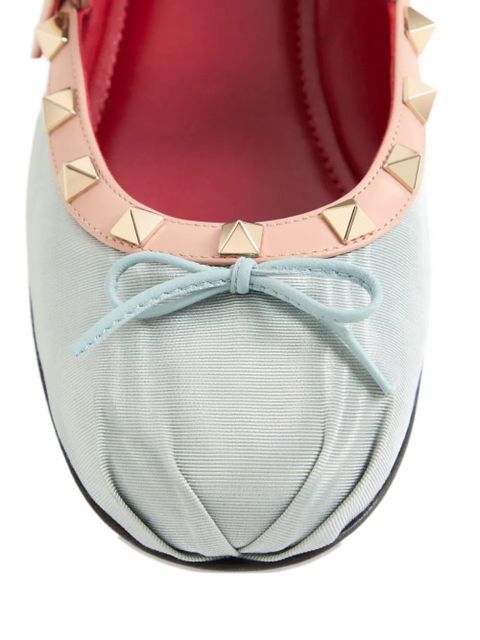 Valentino Garavani Rockstud Mary-Jane ballerina in moiré fabric 05mm - Blue