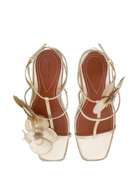 ZIMMERMANN 110mm Orchid flower-embellished wedge sandals - Gold