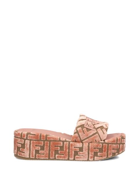 FENDI 60mm Sunshine FF-jacquard platform sandals - Pink