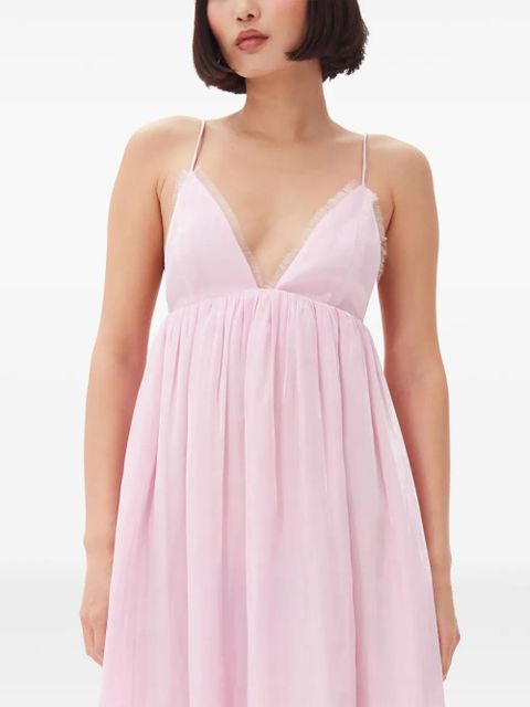 GANNI metallic-effect maxi dress - Pink