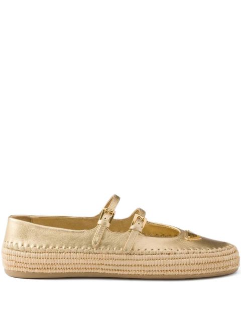 Prada Mordoré woven raffia logo ballerinas - Gold - zdjęcie produktu nr 1
