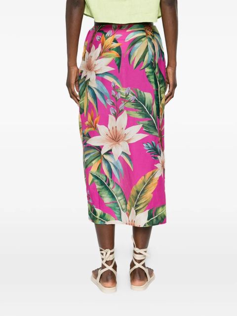 FARM Rio tie floral midi skirt - Pink