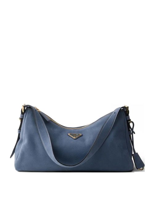 Prada Aimée large nubuck leather shoulder bag - Blue - zdjęcie produktu nr 1