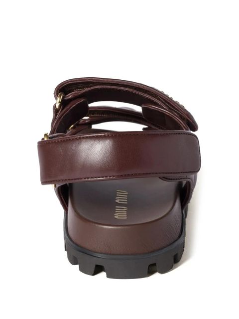Miu Miu Sporty matelassé leather sandals - Brown - zdjęcie produktu nr 2
