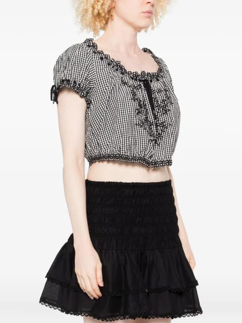DÔEN Nera gingham cropped blouse - Black