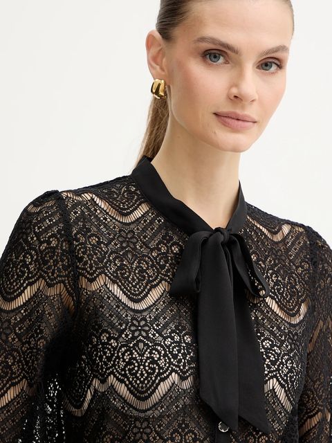 Morgan koszula damska kolor czarny regular z wiązanym dekoltem TGRAPHO - zdjęcie produktu nr 2