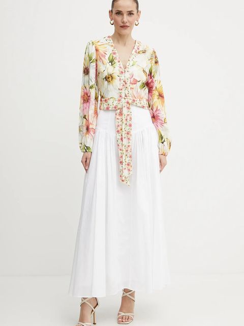 Guess koszula COLETTE damskie kolor beżowy regular z kołnierzykiem klasycznym W5GH40 WG4G0 - zdjęcie produktu nr 2