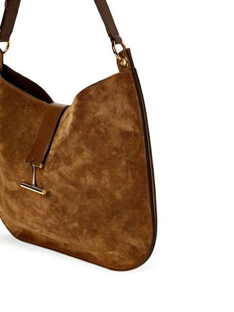 TOM FORD small Tara suede shoulder bag - Brown