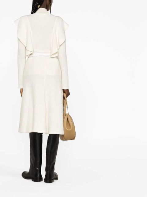 Chloé ruffled belted midi dress - Neutrals