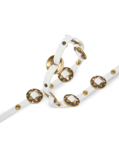 PINKO stud embellished leather belt - White