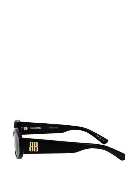 Balenciaga Eyewear Nano Round AF logo-plaque oval-frame sunglasses - Black
