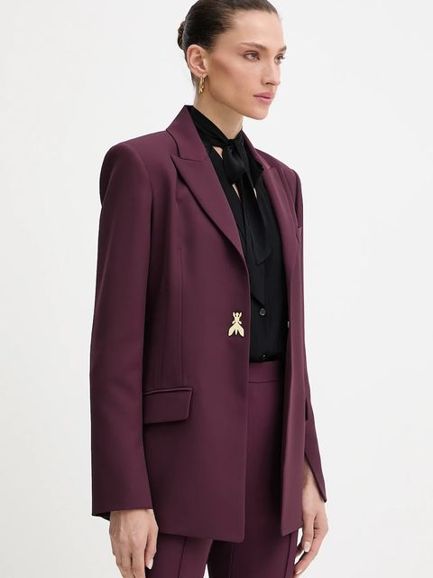 Patrizia Pepe marynarka kolor bordowy jednorzędowa gładka 8S0549 A454 - zdjęcie produktu nr 2