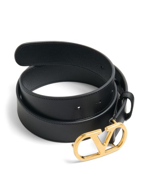 Valentino Garavani logo-buckle leather belt - Black