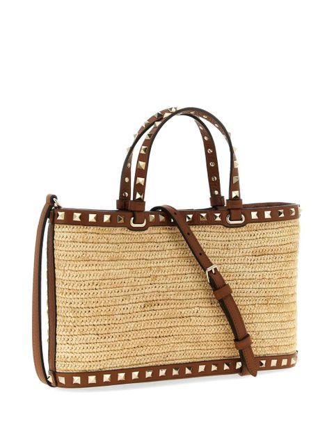 Valentino Garavani Rockstud woven raffia tote bag - Neutrals - zdjęcie produktu nr 2
