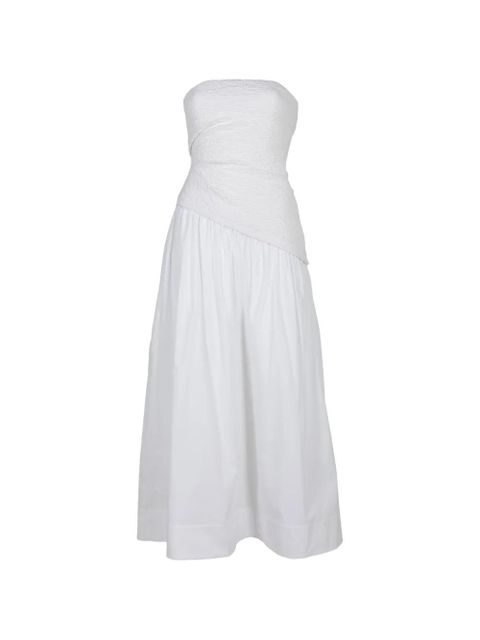 STAUD Nia strapless seersucker maxi dress - White - zdjęcie produktu nr 1