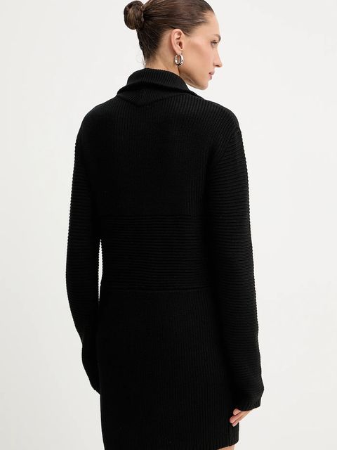 Patrizia Pepe sukienka z dodatkiem wełny kolor czarny mini prosta 2A2985 K9O3A - zdjęcie produktu nr 2