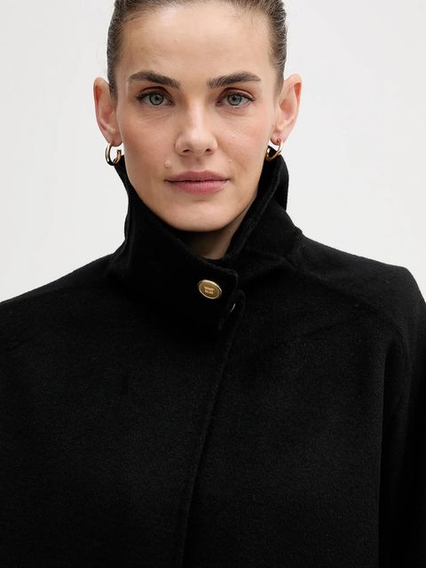 Tommy Hilfiger płaszcz z dodatkiem wełny kolor czarny WW0WW47758