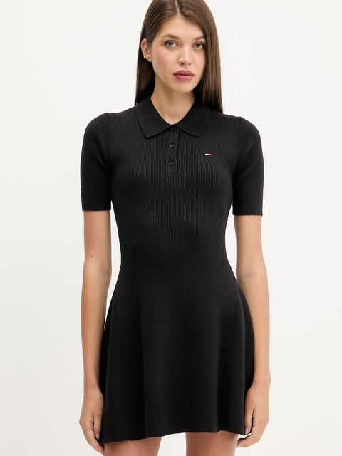 Tommy Jeans sukienka kolor czarny mini rozkloszowana DW0DW21471 - zdjęcie produktu nr 1