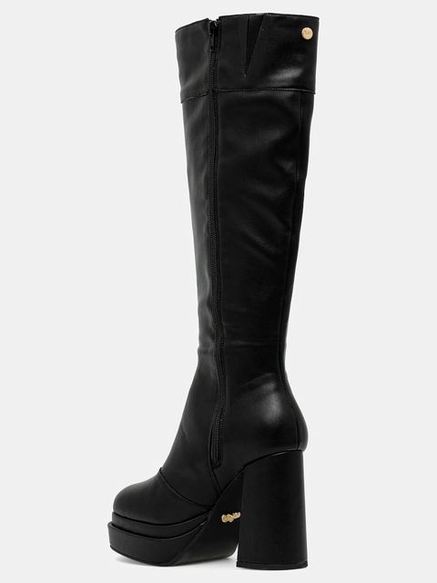 Buffalo kozaki May Boot Btn damskie kolor czarny na słupku 1220074-BLK