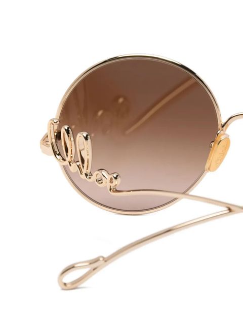 Chloé Eyewear CHLOE OVERSIZED CIRCLE BROWN GRAD LENS METAL SUNGLASSES - 001 GOLD GRADIENT BROWN