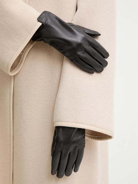 Answear.LAB rękawiczki skórzane damskie kolor brązowy