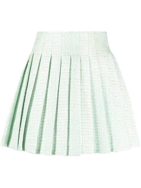 Self-Portrait tweed pleated mini skirt - Blue - zdjęcie produktu nr 1