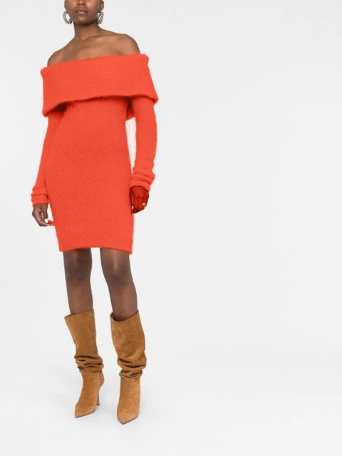 ISABEL MARANT Aria off-shoulder knitted dress - Orange