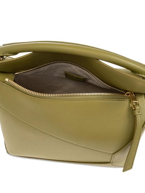 LOEWE small Puzzle leather tote bag - Green