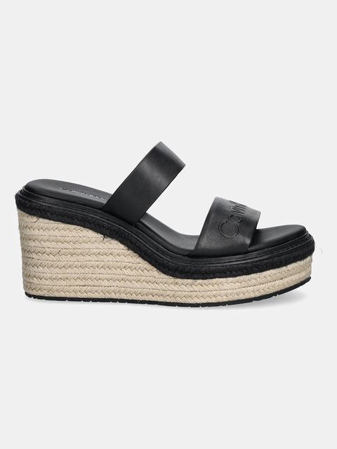Calvin Klein klapki skórzane WEDGE SANDAL 50 - HE - zdjęcie produktu nr 1