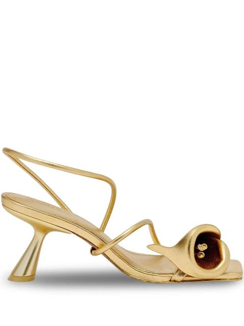 Cult Gaia Ria flower-detail sandals - Gold - zdjęcie produktu nr 1
