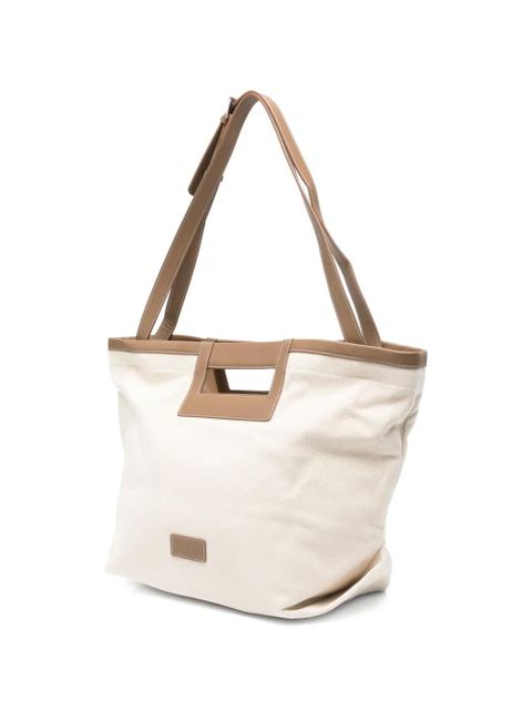 Max Mara logo-patch tote bag - Neutrals
