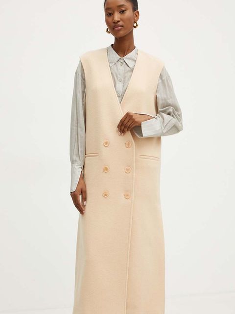 Patrizia Pepe bezrękawnik wełniany kolor beżowy przejściowy 8O0144 A361 - zdjęcie produktu nr 1