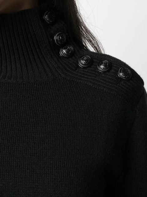 Rabanne roll-neck merino wool jumper - Black