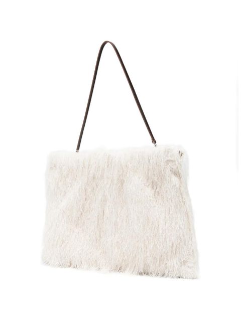 Alysi fringed shoulder bag - Neutrals