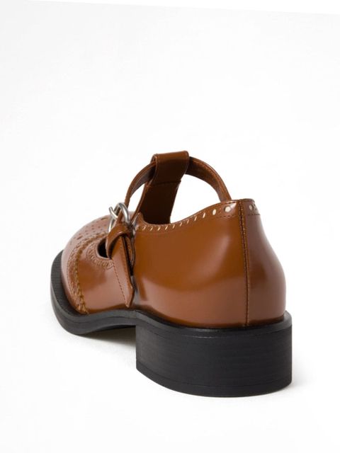 Miu Miu Brushed leather T-strap brogue shoes - Brown