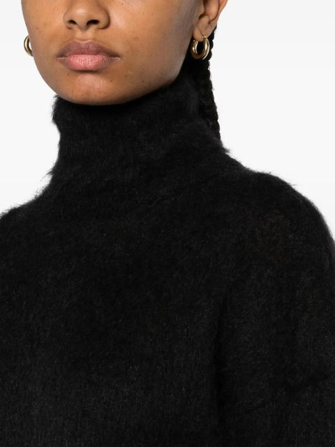 Saint Laurent brushed-knit roll-neck jumper - Black