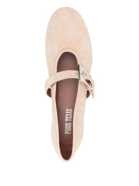 Paris Texas buckle-strap suede flats - Neutrals