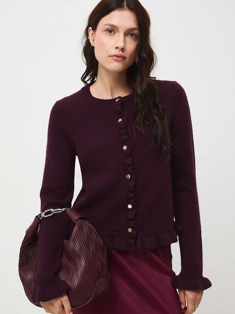 Medicine kardigan z wełną damskie kolor bordowy - zdjęcie produktu nr 1