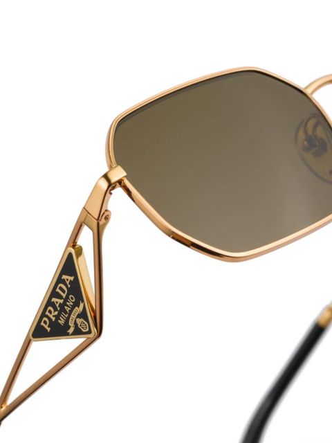 Prada Eyewear triangle-logo rectangle-frame sunglasses - Gold