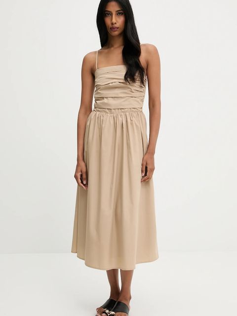 Answear.LAB sukienka kolor beżowy midi rozkloszowana - zdjęcie produktu nr 1